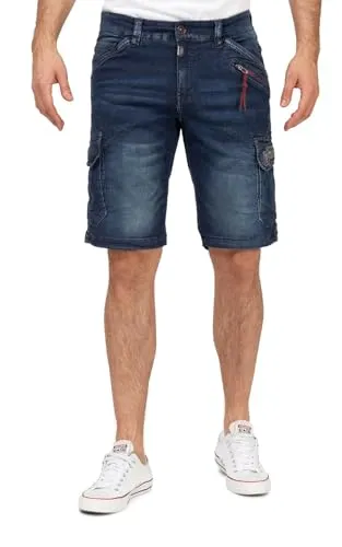 Timezone Herren Cargo Jeans Shorts RykerTZ Rough Navy Wash W32 - Herren-Shorts aus leichtem Denim, knielang mit praktischen Cargotaschen und Zip-Fly-Verschluss – ideal für lässige Sommerlooks.
