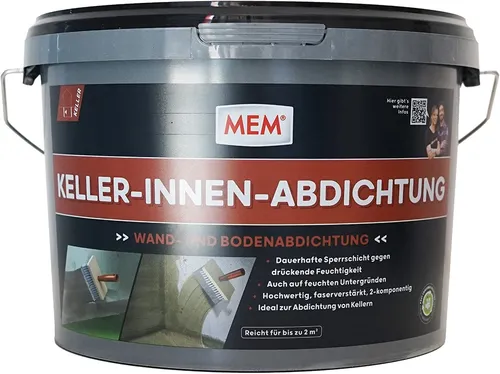 MEM Dichtmasse Keller-Innen-Abdichtung - 5kg grau, hochflexible und dauerhafte Abdichtung gegen drückende Feuchtigkeit für Wand und Boden