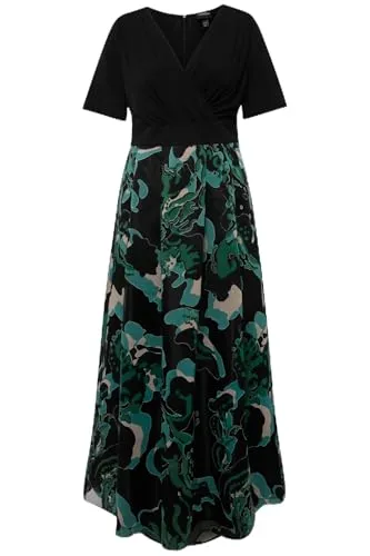 Ulla Popken Plus Size Ausbrenner-Maxikleid - Freizeitkleid für Damen in A-Linie, mit femininem V-Ausschnitt und blickdichtem Unterrock für optimalen Tragekomfort und Stil.
