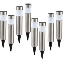 8er Set LED Solar Steckleuchte – Gartenlampe mit IP44 Schutz - Lampen für Ihren Garten! 8er Set aus Edelstahl und Kunststoff, spritzwassergeschützt (IP44), ideal für Wege und Eingänge. Akku sorgt für mystischen Schein bis tief in die Nacht.