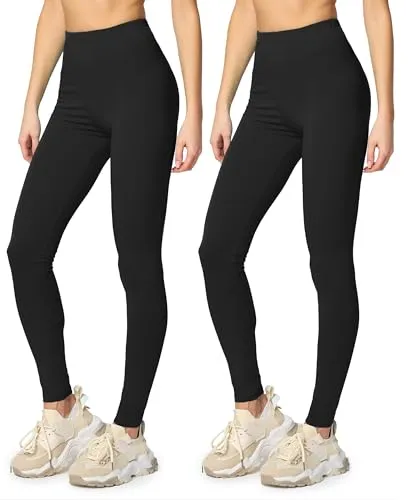 Merry Style 2er Pack Leggings Damen - Bequeme Baumwoll-Leggings für Sport & Freizeit - Leggings für Damen aus weicher, atmungsaktiver Baumwolle. Ideal für Yoga, Sport und Freizeit, mit bequemem Gummi in der Taille für ultimativen Komfort.