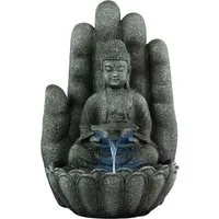 INTERGARDEN Wasserspiel Zimmerbrunnen, Kaskadenbrunnen Außen - Teichdekoration mit 55 cm Höhe, schafft eine entspannende Atmosphäre im Garten und sorgt für beruhigendes Plätschern.