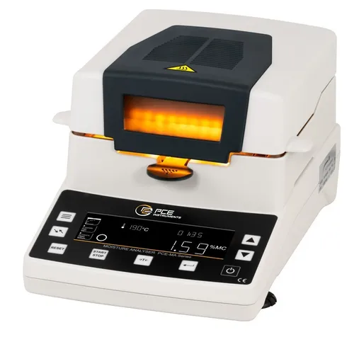 PCE Instruments PCE-MA 202 Feuchteanalysatorwaage - Präzise Feuchtewaage PCE-MA 202 mit Heizkammer bis 199 °C, ideal für die Bestimmung von Feuchtigkeitsgehalten in Materialien. Ablesbarkeit 0,01 g und 15 Trocknungsprogramme für hochwertige Ergebnisse.