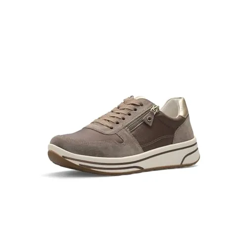 ARA Damen Sapporo Low-Cut Sneaker, Moon, Platin, 37 EU Weit - Damen-Sneaker mit weichem Wechselfussbett, ideal für den ganzen Tag und optimaler Tragekomfort.