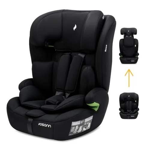 Osann Kinderautositz Resa - Sicherer Autositz ohne Isofix für Kinder ab 1 Jahr - Kinderautositz für 76 bis 150 cm, ideal für Fahrzeuge ohne Isofix. Mit 14-fach höhenverstellbarer Kopfstütze und optimiertem Seitenaufprallschutz für höchsten Komfort und Sicherheit.