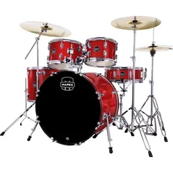 Mapex Comet Pro Pack Stage Drum Kit Infra Red - 5-teiliges Schlagzeug aus der Comet-Serie mit robusten 9-lagigen Pappel-Kesseln und komplettem Hardware-Satz, ideal für Anfänger und Profis.