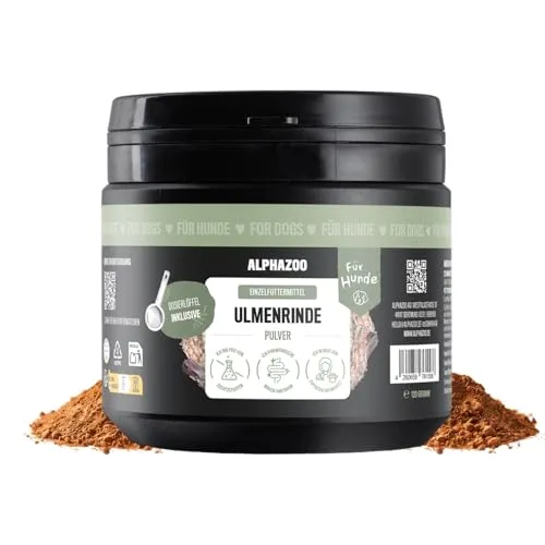 alphazoo Ulmenrinde Pulver 120g - Ulmenrinde Pulver für Haustiere – Eine natürliche Ergänzung für das Futter deines Lieblings. Fein gemahlen, vielseitig einsetzbar und ohne Zusätze. Hochwertige Qualität für glückliche Tiere.