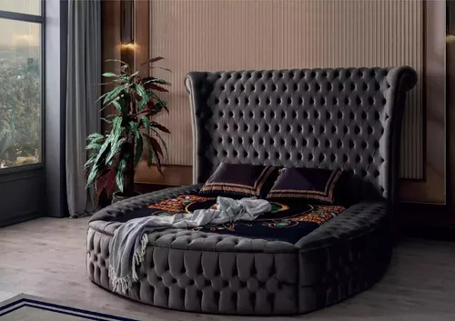 Chesterfield Polsterbett - Luxuriöses Schlafzimmer Design - Betten für Erwachsene, modernes Design aus hochwertigem Samt, bietet stilvollen Komfort für erholsame Nächte in Ihrem Schlafzimmer.