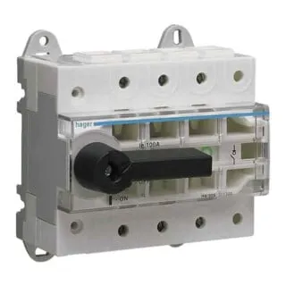 Hager Lasttrennschalter 3-polig 125A HA306 - Spannungsprüfer mit Trennungsanzeige, modularer Bauform für einfache Installation auf DIN-Schiene oder Montageplatte, ideal für sichere EIN/AUS-Schaltungen in Anlagen.