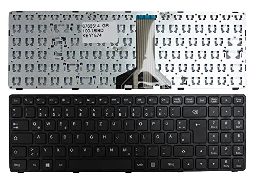 Keyboards4Laptops Deutsch Schwarz Rahmen Schwarz kompatible Ersatz Tastatur kompatibel mit Lenovo IdeaPad 100-15IBD