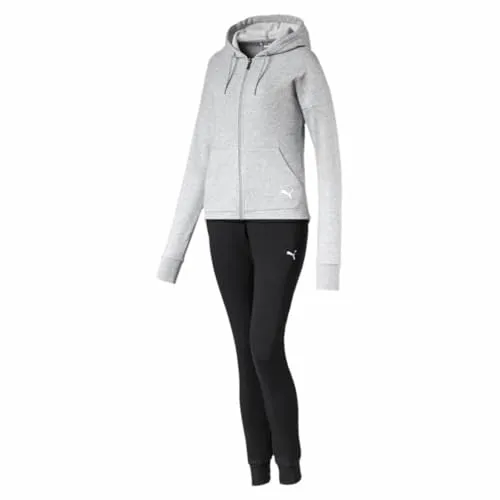 Puma Damen Trainingsanzug Clean Sweat Suit CL TR 671039-03 S - Bequemer Trainingsanzug für sportliche Aktivitäten. Oberteil mit schmaler Passform und praktischen Kängurutaschen. Hose mit elastischem Bund für individuellen Tragekomfort.