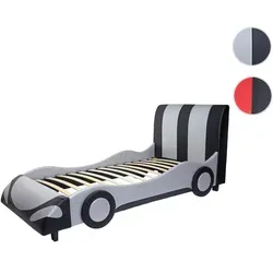 Bett HWC-E14 - Auto Junge Kinderbett im rasanten Design - Betten für Kinder, einzigartiges Autodesign mit hochwertigem Kunstleder und stabilem Lattenrost für besten Schlafkomfort und ein aufregendes Kinderzimmer.