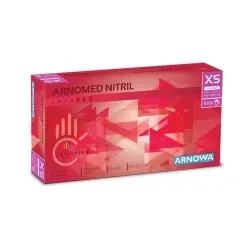 ARNOMED Nitril Lava Red Einmalhandschuhe, puderfrei, rot 384-XS , 1 Packung = 100 Stück, Größe XS