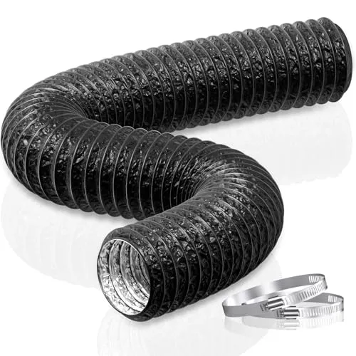 HG Power 125mm Abluftschlauch, 5m Flexibel PVC Alurohr Lüftungsschlauch Schallgedämmter Alu Flex-Schlauch Abluftrohr für Wachstumszelt Trockner Mobile Klimaanlage Abluftventilator, Schwarz