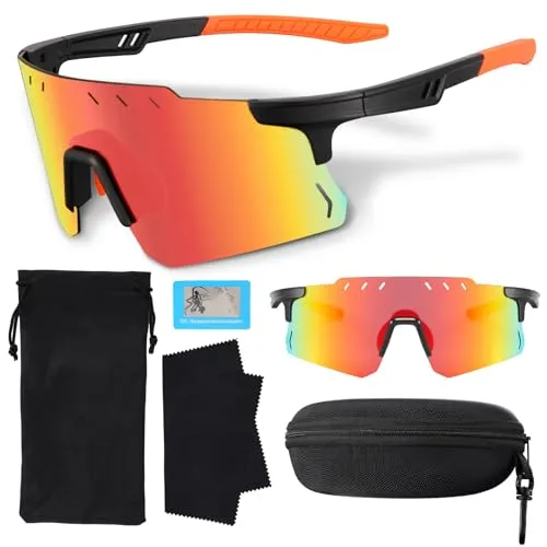 Uilfsur Schnelle Brille Rave Sonnenbrille Herren Damen Polarisiert,Fahrradbrille Sunglasses Herren UV400,Sportbrillen für Outdoor-Aktivitäten wie Reiten Skifahren Angeln Laufen Reisen usw
