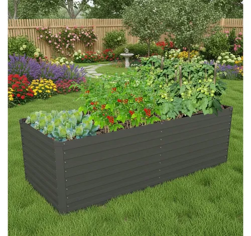 KONIFERA Hochbeet Emmy, verzinktes Stahlbeet 190x60x80 cm - Hochbeet aus verzinktem Stahl mit Verstrebungen für zusätzliche Stabilität, ideal für Gartenliebhaber, die Wert auf Langlebigkeit legen.