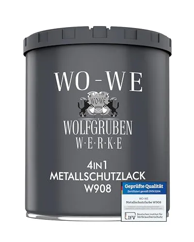 WO-WE Metallschutzlack 4in1 Metalllack Metallfarbe Metallschutzfarbe W908 Schwarz - 750ml