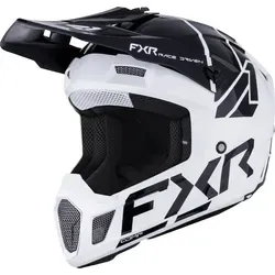 FXR Clutch Comp Motocross Helm, schwarz-weiß, Größe S - Robuster Motocross Helm aus leichter Polymerlegierung mit 15-Port-Belüftung für optimalen Luftstrom. Ideal für sportliche Fahrer, die Wert auf Komfort und Sicherheit legen.