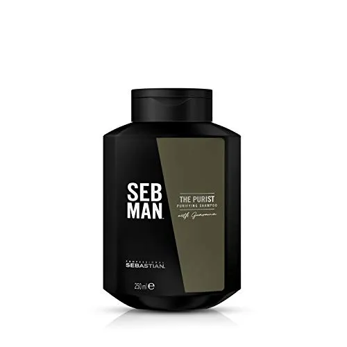 SEB MAN THE PURIST – tiefenreinigendes Anti-Schuppen-Shampoo gegen gereizte und juckende Kopfhaut* – Herren-Shampoo mit Guarana-Extrakt und anregendem Duft von Bergamotte und rosa Pfeffer – 250 ml
