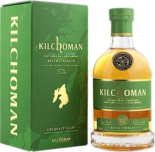 Kilchoman Batch Strength - Intensiver Islay Single Malt Whisky - Whisky, 57,0% Vol. mit komplexen Aromen von Torfrauch, Zitrusfrüchten und süßem Salzkaramell, ideal für Whisky-Liebhaber, die kräftige Geschmackserlebnisse suchen.