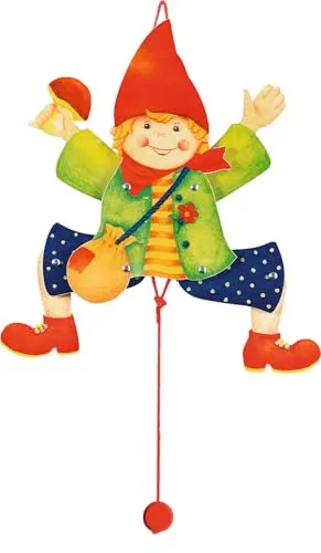 goki 53004 - Hampelfigur Junge aus Holz, Spielzeugklassiker mit beweglicher Figur, ideal für Kinder ab 3 Jahren