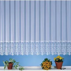heimtexland edle Store Gardine mit Makramee Sockel - Schiebevorhang in rein weiß, transparent mit echtem Makramee Sockel, HxB 120x450 cm, perfekt für Fensterbreiten von 140-180 cm, pflegeleicht und Ökotex-zertifiziert für ein gemütliches Zuhause.