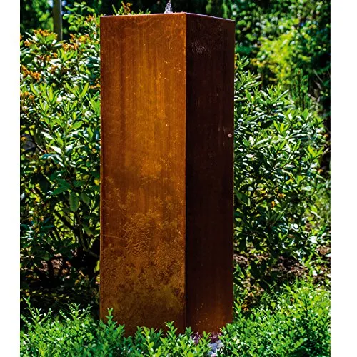 KÖHKO® Würfelbrunnen „Peru“ – Eleganter Gartenbrunnen aus Cortenstahl - Freistehender Springbrunnen aus Cortenstahl mit LED-Beleuchtung, ideal für Garten oder Terrasse. Hochwertiger Blickfang mit geschlossenen Wasserkreislauf.