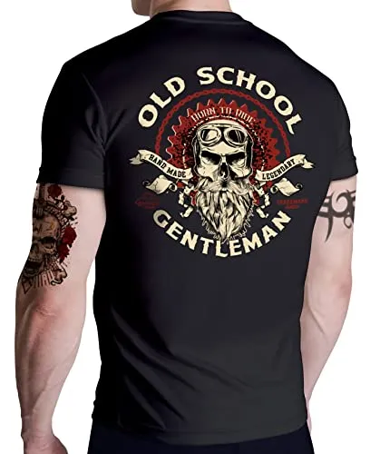 Gasoline Bandit Biker Racer T-Shirt: Old School Gentleman für Herren - Kleidung mit Original GASOLINE BANDIT Design, brillanter Druck und weichem Griff – perfekt als Geschenk für Biker und Motorradfahrer.