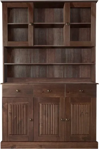 Buffet HOME AFFAIRE "Liotta", Massivholz, 118cm breit, 180cm hoch - Wohnen: Stilvolles Buffet aus massivem Kiefernholz mit 2 Schubladen und 6 verstellbaren Einlegeböden - ideal für Ordnung und Präsentation.