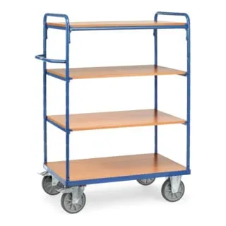Fetra Etagenwagen 8200, 4 Etagen, 500kg Tragkraft - Praktischer Etagenwagen für Werkstatt und Lager mit 4 Etagen und variabel einsetzbaren Böden. Robuste Konstruktion aus Stahlblech und MDF, ideal für schwere Lasten bis 500 kg.