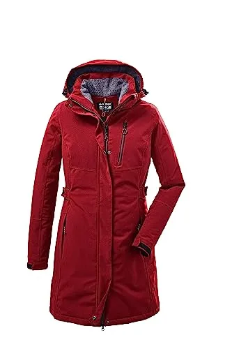 killtec Damen Funktionsparka KOW 165, rot, Größe 36 - Funktionsjacken mit 100% wasser- und winddichtem Material, atmungsaktiv und kuscheligem Teddyfleece. Ideal für Outdoor-Aktivitäten und wechselhaftes Wetter.