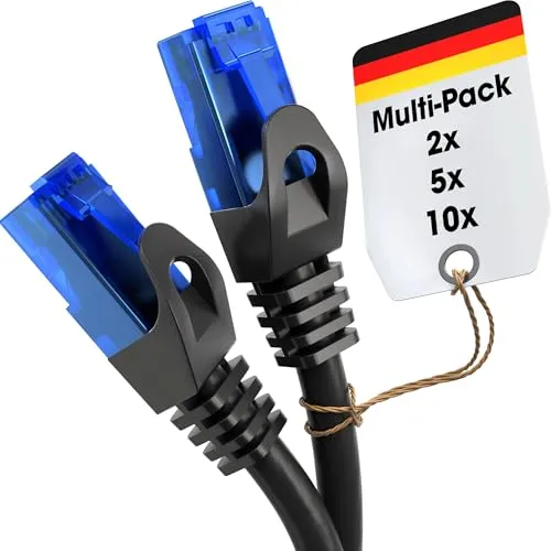 KabelDirekt Netzwerkkabel – Überträgt maximale deutsche Glasfaser-Geschwindigkeit – Netzwerk, Ethernet Kabel, LAN & Patch Kabel – 5x 7,5m – In 0,25-30m – Gigabit-Netz, Router/Modem, RJ45 (schwarz)