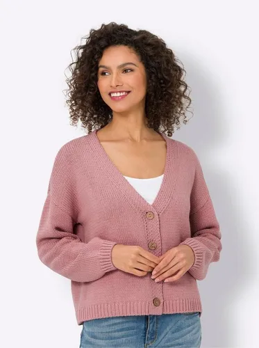 heine Strickjacke in Rosé - Elegante Cardigan mit Schalkragen, aus 50% Baumwolle für hohen Tragekomfort, ideal für stilvolle Looks in der Übergangszeit.