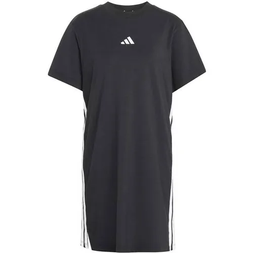 adidas Women's Essentials 3-Stripes Tee Dress - Schwarz/Weiß, Größe L - Bequemes Kleid mit lockerem Schnitt und applizierten 3-Streifen. Hergestellt aus hochwertigem Material für angenehmen Tragekomfort im Alltag.