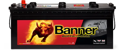 Banner Buffalo Bull 72511 LKW Batterie 225Ah 12V - Leistungsstarke Starterbatterie mit 225Ah und 1050A Kaltstartstrom, ideal für LKW und Busse. Robuste Bauweise mit praktischem Griff für einfachen Transport.