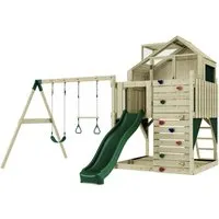PolarPlay Spielturm Lasse – Der Sieger für grenzenlosen Spielspaß - Spieltürme mit Kletterwand, Rutsche und Spielhaus, ideal für Kinder ab 3 Jahren. Stabile Konstruktion aus unbehandeltem Holz mit 10 Jahren Garantie, für unvergessliche Abenteuer im Garten.