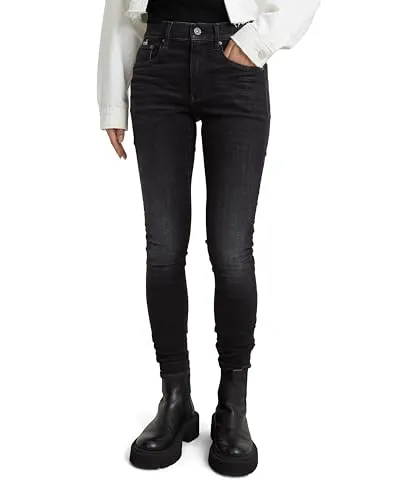 G-STAR Damen 3301 Skinny Jeans in Schwarz (Worn in Coal) - Klassische 5-Taschen-Skinny Jeans mit High Waist für einen femininen Look. Aus strapazierfähigem, lederähnlichem Material gefertigt, bietet sie optimalen Tragekomfort und einen originellen Stil.