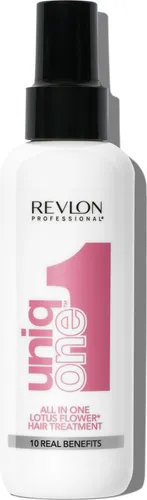 Revlon UniqOne Hair Treatment lotus flower fragrance, Haarspray, Frauen, beschädigtes Haar, trockenes Haar, 150 ml, Anti-Frizz, Farbschutz, Feuchtigkeitsspendend, Schutz, Reparatur, Glanz, Weichmachend, Verstärkung, Aqua/water/eau, cetearyl alcohol, behentrimonium chloride, cyclopentasiloxane, disodium edta,...