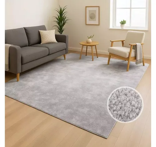 Teppich CARPET CITY "CALMA 200" – Silberfarben, 120x160 cm - Teppich, Kurzflor, maschinenwaschbar bei 30 °C und rutschfest, ideal für Wohnzimmer und Schlafzimmer – für ein gemütliches Zuhause.