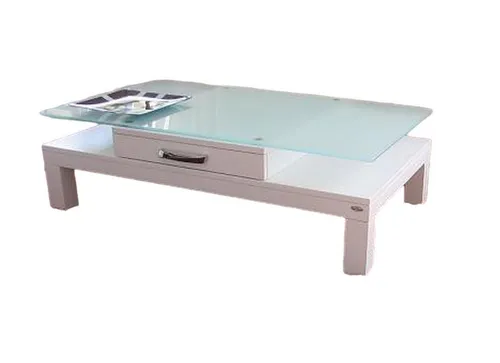 carl svensson Couchtisch Design Tisch V-470H Weiß mit Milchglas Carl Svensson