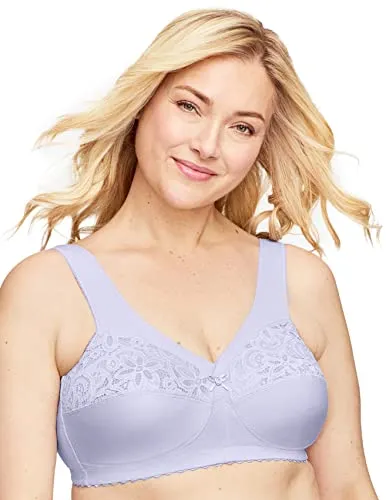 Glamorise Damen 1001 Full Coverage Bra - Flieder, 115F - Funktionsunterwäsche mit MAGICLIFT-TECHNOLOGIE für optimalen Halt ohne Bügel, superweiche Baumwolle für hohen Tragekomfort und anpassbarer Hakenverschluss für die perfekte Passform.