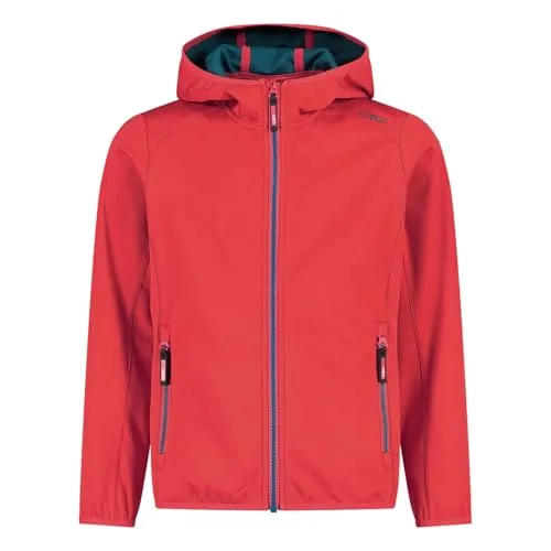 CMP Unisex Kinder Leichte Softshelljacke für Kinder mit Fester Kapuze Jacke Kokon-Mantel, Campari, 128