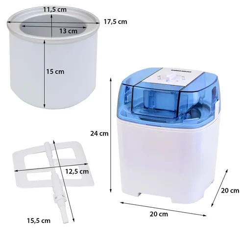 Gino Gelati Eiscreme Maschine Drions 3-in-1 - Eismaschine für hausgemachtes Eis, Sorbet und Frozen Joghurt – 1,5 L Volumen, bereit in nur 20 Minuten für frische, gesunde Eiskreationen zuhause.