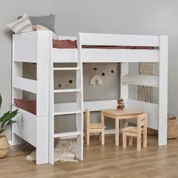 Hoppekids Hochbett Pure 90x200 cm SFK-A8-1 - Kinderzimmermöbel mit durchdachter Raumnutzung, bietet Platz für Spielecken und Stauraum – ideal für kreative Raumideen.