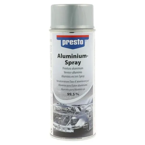 presto Effektlack Aluminium-Spray 400 ml – Hochwertiger Fahrzeuglack - Hochwertiges Effektlack Aluminium-Spray für Fahrzeuge, ideal für kreative Lackierungen und individuelle Designs. Einfach anzuwenden und sorgt für ein glänzendes Finish.