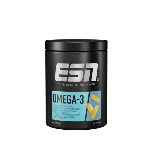 ESN Super Omega-3 300 Kapseln - Nahrungsergänzungsmittel mit hochdosiertem Fischöl, 1200 mg EPA & 900 mg DHA pro Portion, unterstützt Herz und Gehirn für Ihr allgemeines Wohlbefinden.