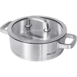 Am Cook Kochtopf, Edelstahl, Metall, 3,0 L, 9 cm, Messskala, Abgießfunktion, Griffe werden nicht heiß, leichte Reinigung,mit Dampfablass, Kochen, Töpfe, Kochtöpfe