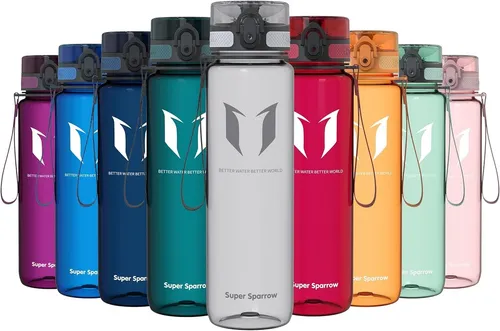 Super Sparrow Trinkflasche - Tritan/1L/BPA-frei/Glossy Grau/Leicht/Nachhaltig