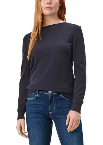 s.Oliver Damen Sweater 120.11.899.17.170.2112210 in Blau - Pullover für Damen, aus weichem Viskosemix, ideal für Freizeitlooks und Casual-Outfits, mit elegantem U-Boot-Ausschnitt und feinem Ripstrick.