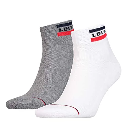Levi's Unisex Quarter Socks, white / grey, 43/46